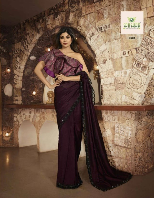 Sanskar Shilpa-7 Stp-2584 Purple Unique Fancy Fabric Saree