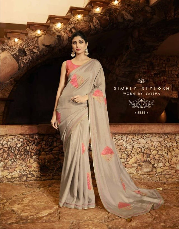 Sanskar Shilpa-7 Stp-2585 Grey Unique Fancy Fabric Saree