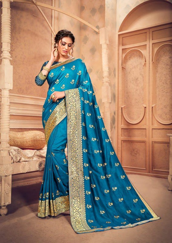 Shravya Ruhani-A Blue Silk Saree