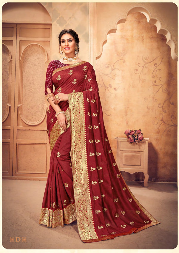 Shravya Ruhani-D Maroon Silk Saree