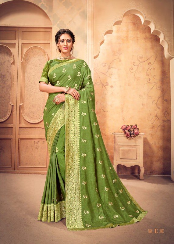 Shravya Ruhani-E Green Silk Saree