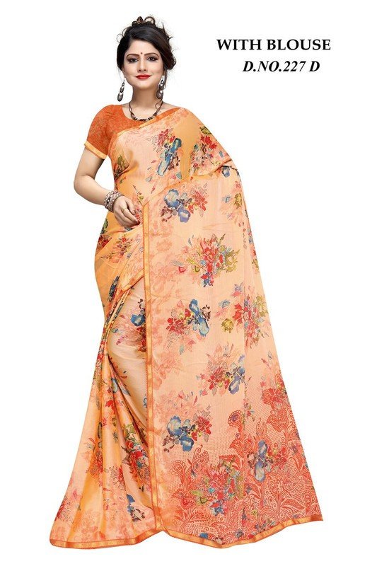 Shreejee Sanskruti Sj-227-D Peach Chiffon Saree