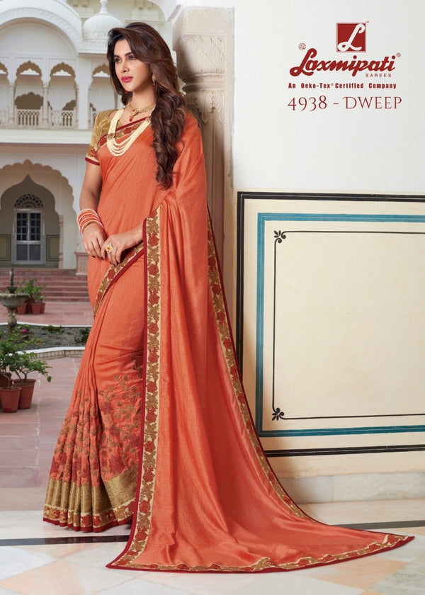 Laxmipati Shyama 4938 Orange Silk Saree