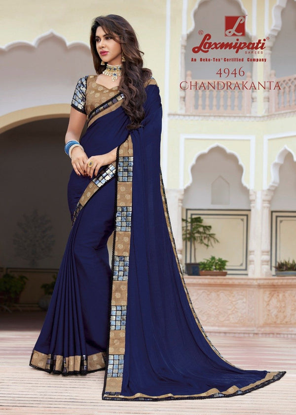 Laxmipati Shyama 4946 Blue Chiffon Saree