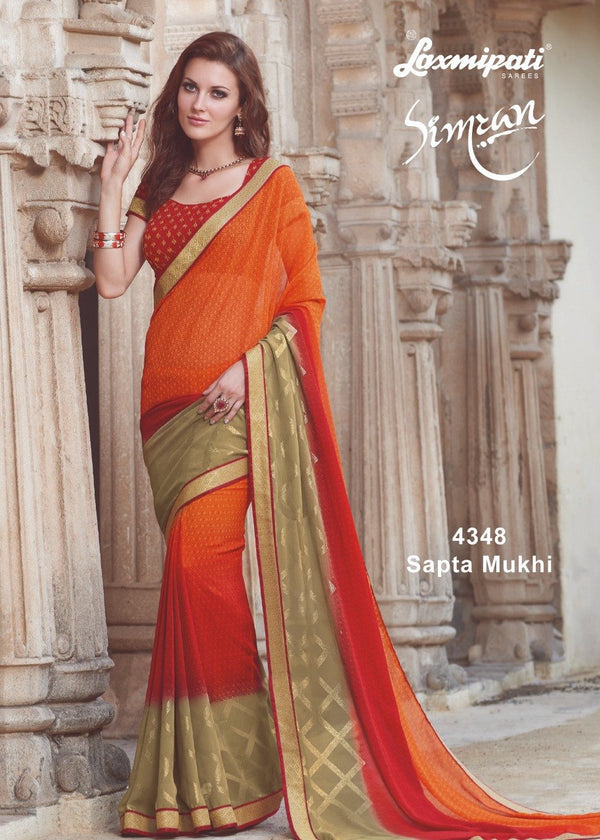 Laxmipati Old Hit 4348 Multicolor Moss Chiffon Saree