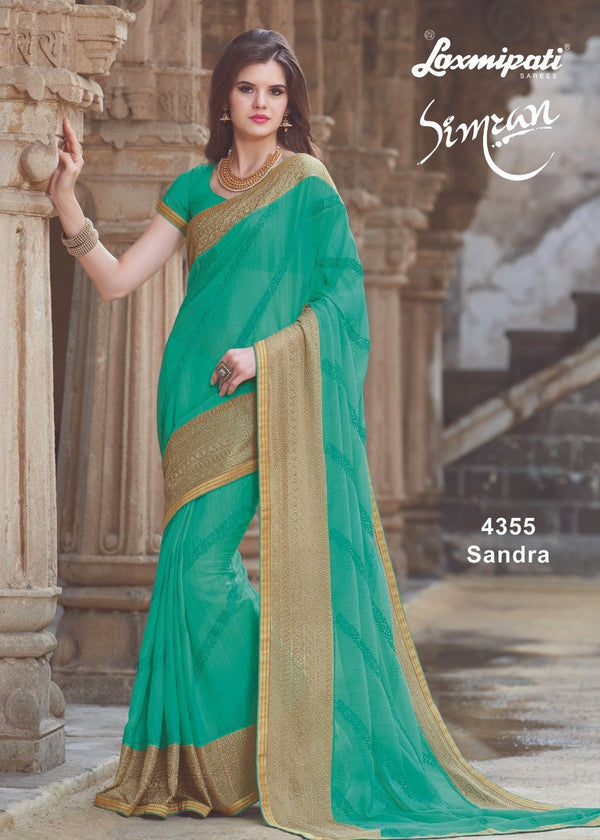 Laxmipati Simran 4355 Green Chiffon Saree