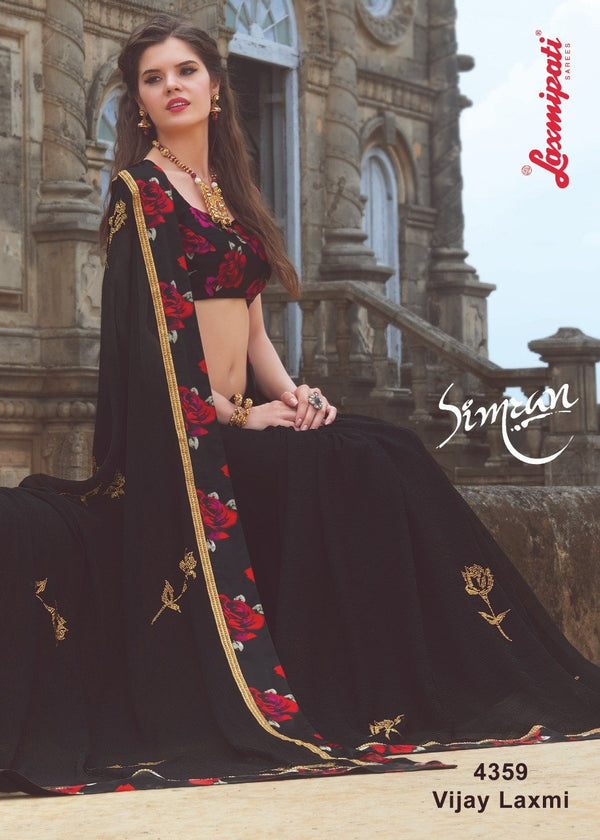 Laxmipati Simran 4359 Black Chiffon Saree