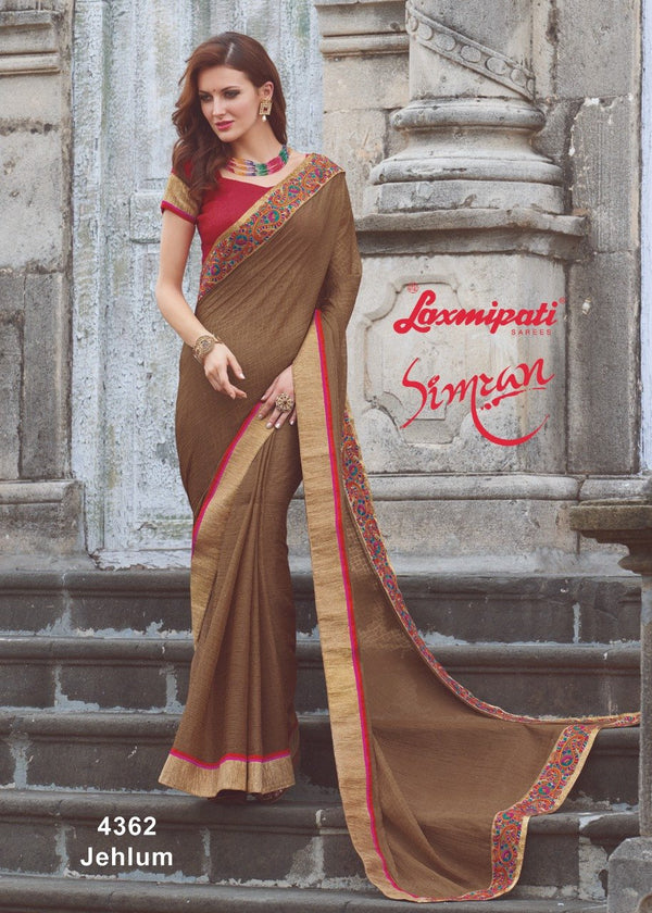 Laxmipati Simran 4362 Cream Chiffon Saree