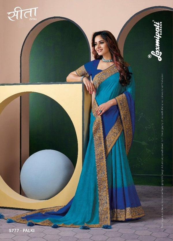 Laxmipati Sita 5777 Blue Chiffon Silk Saree