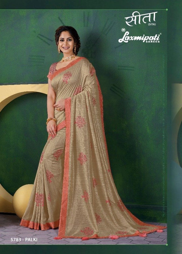 Laxmipati Sita 5783 Cream Chiffon Silk Saree