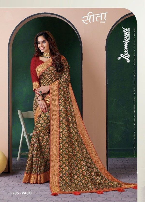 Laxmipati Sita 5786 Multicolor Chiffon Silk Saree