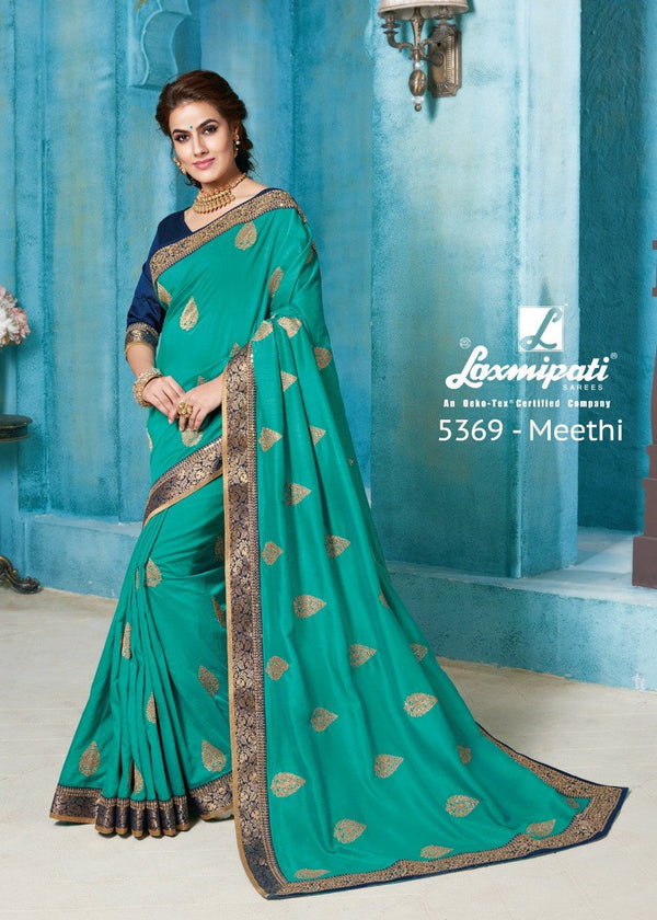 Laxmipati Son Chiraiya 5369 Green Raw Silk Saree