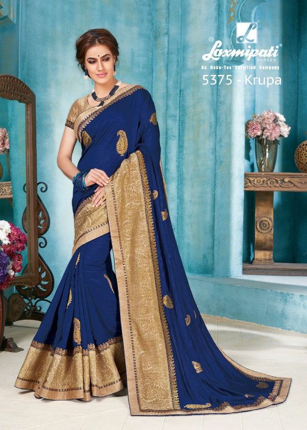 Laxmipati Son Chiraiya 5375 Blue Raw Silk Saree