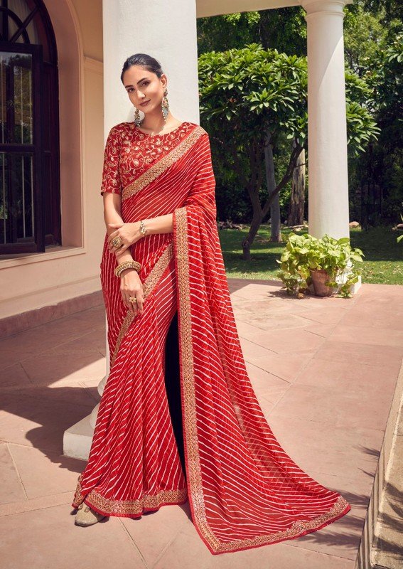 Stavan Vihana St-V1029 Red Heavy Georgette Saree