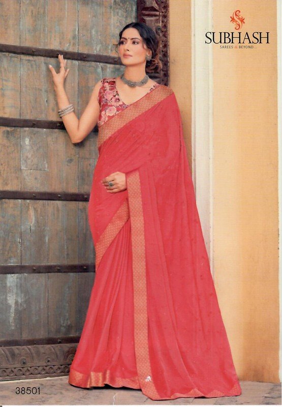 Subhash Aahira Sb-38501 Pink Chiffon Saree