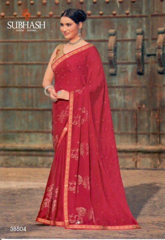 Subhash Aahira Sb-38504 Pink Chiffon Saree