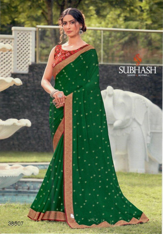Subhash Aahira Sb-38507 Green Chiffon Saree