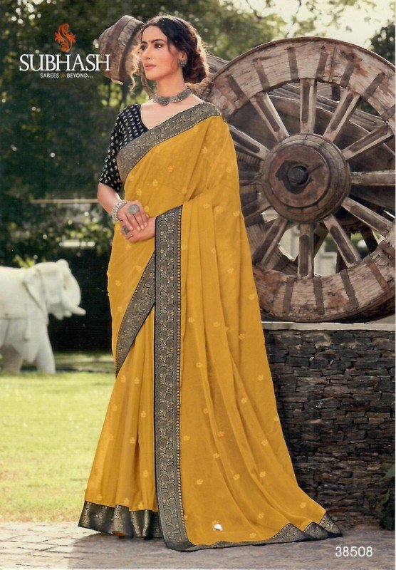 Subhash Aahira Sb-38508 Yellow Chiffon Saree