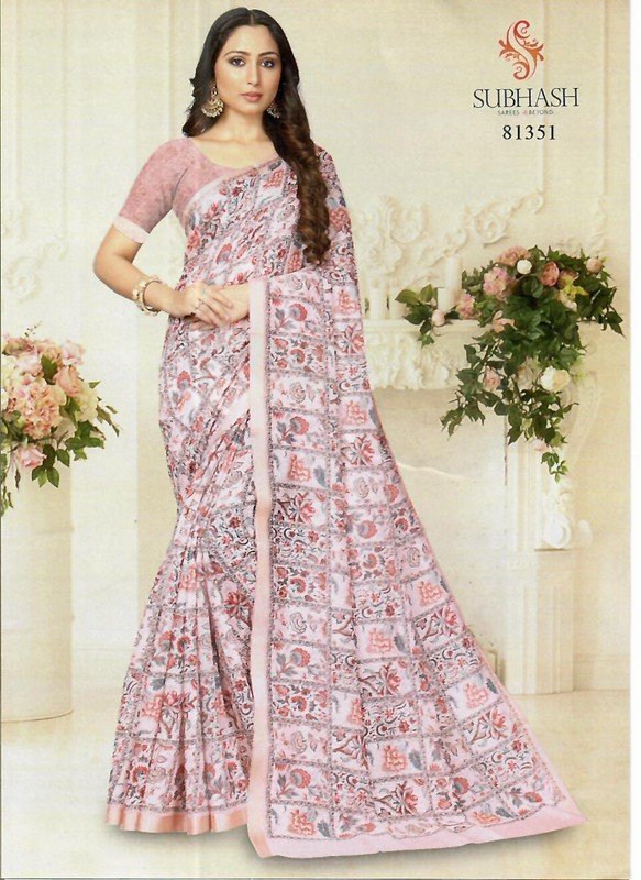 Subhash Alia Sb-81351 Pink Cotton Saree