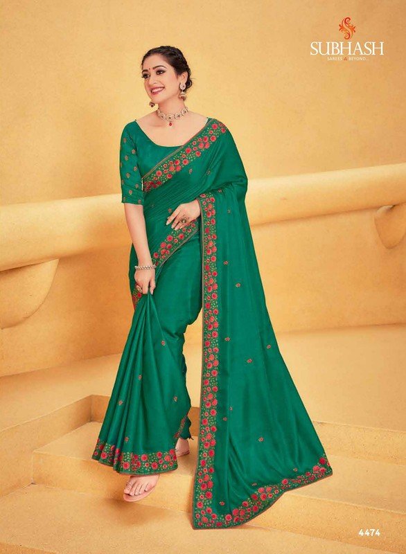 Subhash Athena-7 Sb-4474 Green Tissue Silk Saree