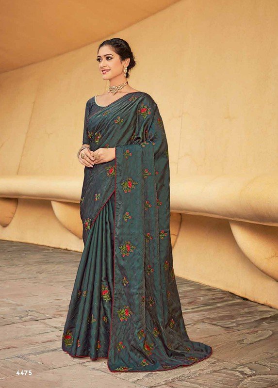 Subhash Athena-7 Sb-4475 Grey Tissue Silk Saree