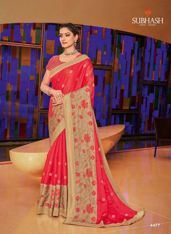 Subhash Athena-7 Sb-4477 Pink Tissue Silk Saree