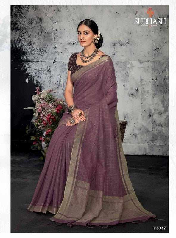 Subhash Aura-3 Sb-23037 Grey Linen Saree