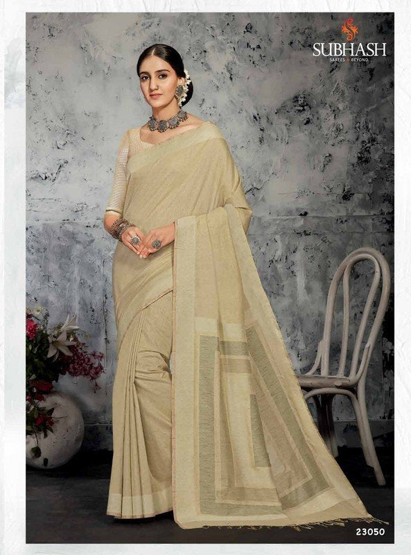 Subhash Aura-3 Sb-23050 Off-White Linen Saree