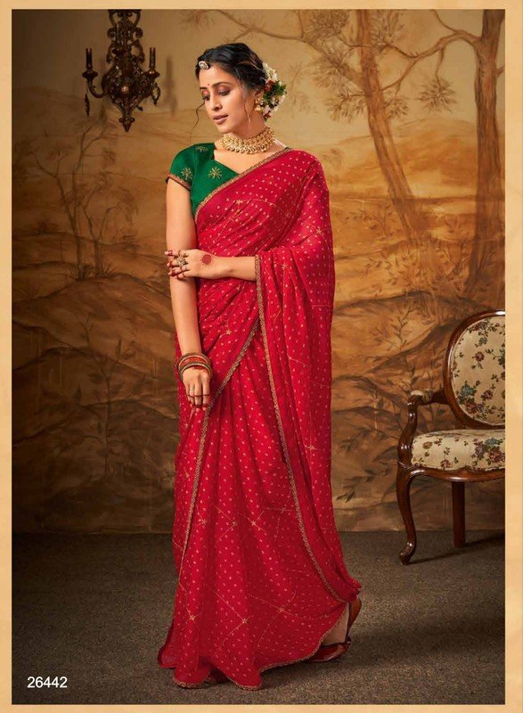 Subhash Bandhani-3 Sb-26442 Pink Silk Chiffon Saree