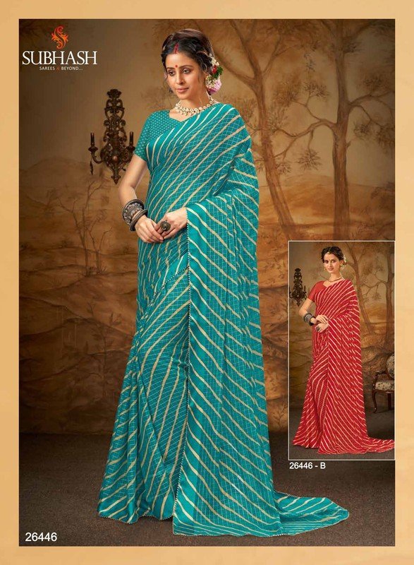 Subhash Bandhani-3 Sb-26446 Blue Chiffon Saree