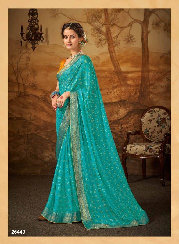 Subhash Bandhani-3 Sb-26449 Blue Silk Chiffon Saree