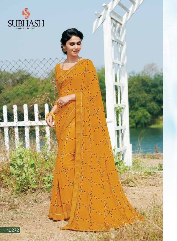 Subhash Hit Collection Sb-10272 Yellow Georgette Saree