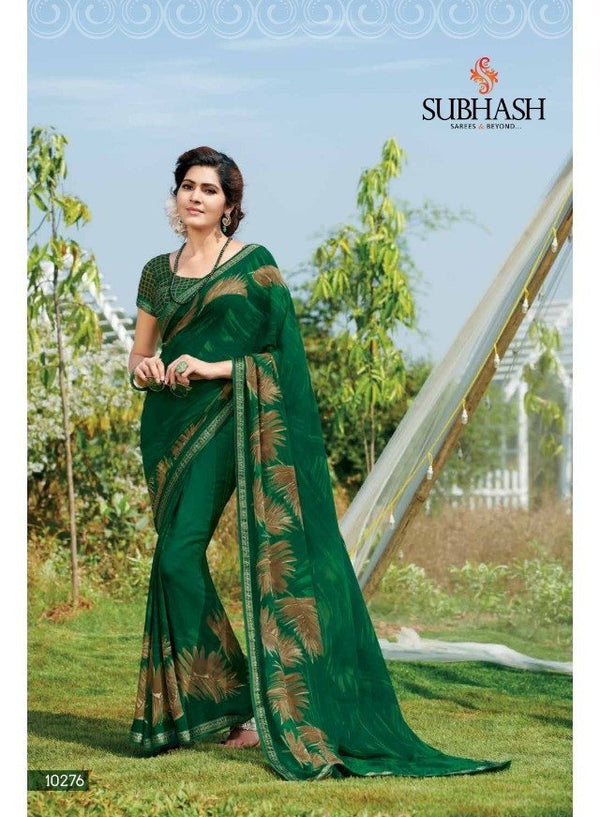 Subhash Hit Collection Sb-10276 Green Georgette Saree