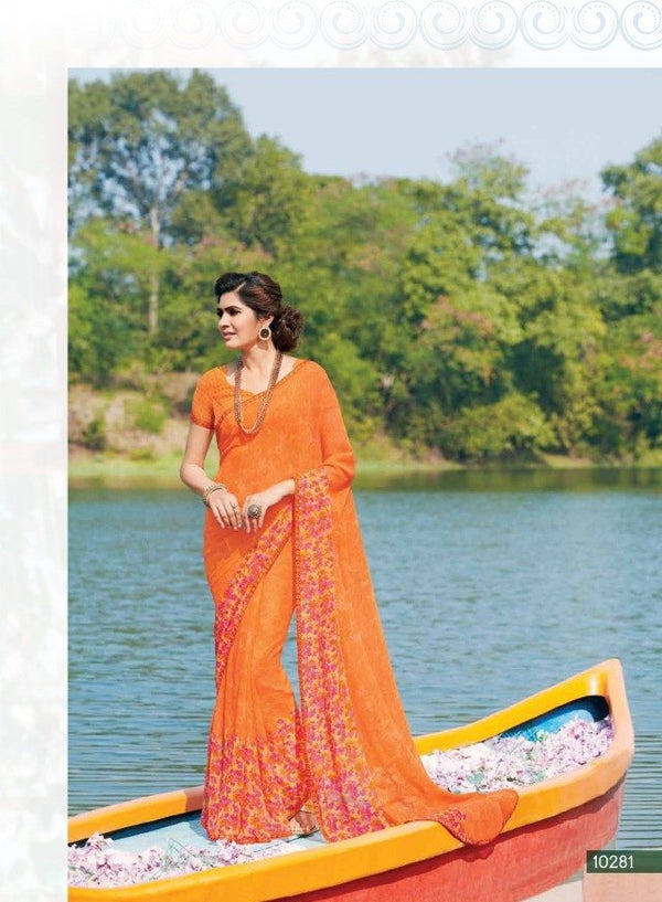 Subhash Hit Collection Sb-10281 Orange Georgette Saree