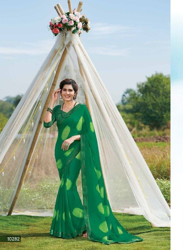 Subhash Hit Collection Sb-10282 Green Georgette Saree