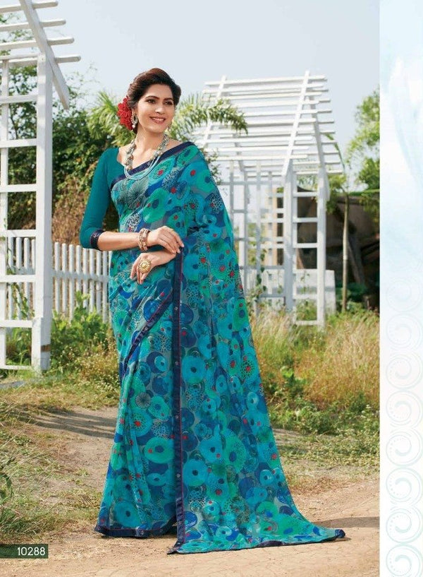 Subhash Hit Collection Sb-10288 Blue Georgette Saree