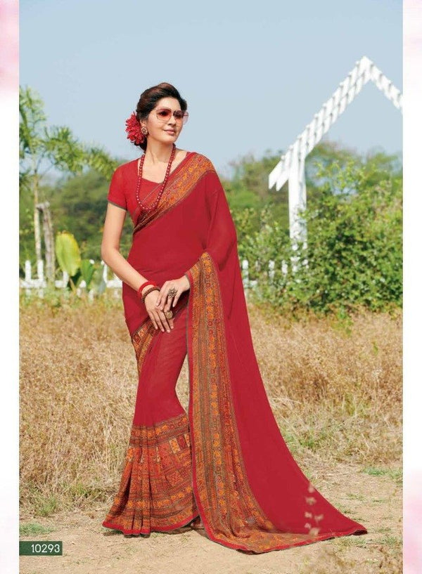 Subhash Hit Collection Sb-10293 Red Georgette Saree