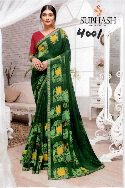 Subhash Dream Girl Sb-4001 Green Georgette Saree