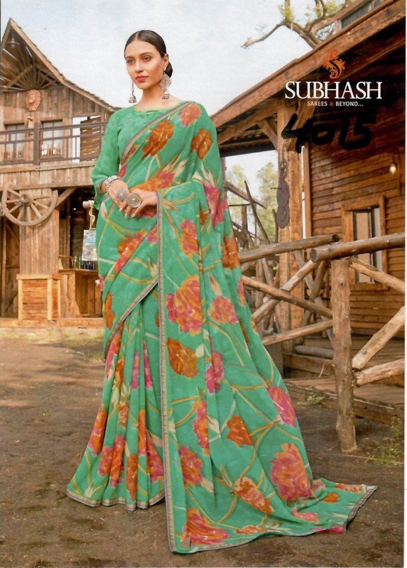 Subhash Dream Girl Sb-4015 Green Georgette Saree