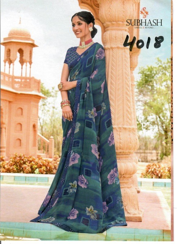 Subhash Dream Girl Sb-4018 Blue Georgette Saree