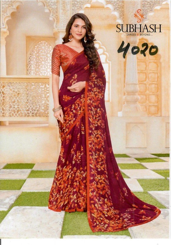 Subhash Dream Girl Sb-4020 Mauve Georgette Saree