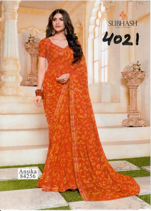 Subhash Dream Girl Sb-4021 Orange Georgette Saree