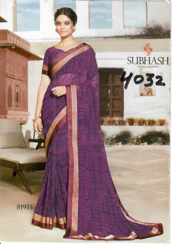 Subhash Dream Girl Sb-4032 Purple Georgette Saree