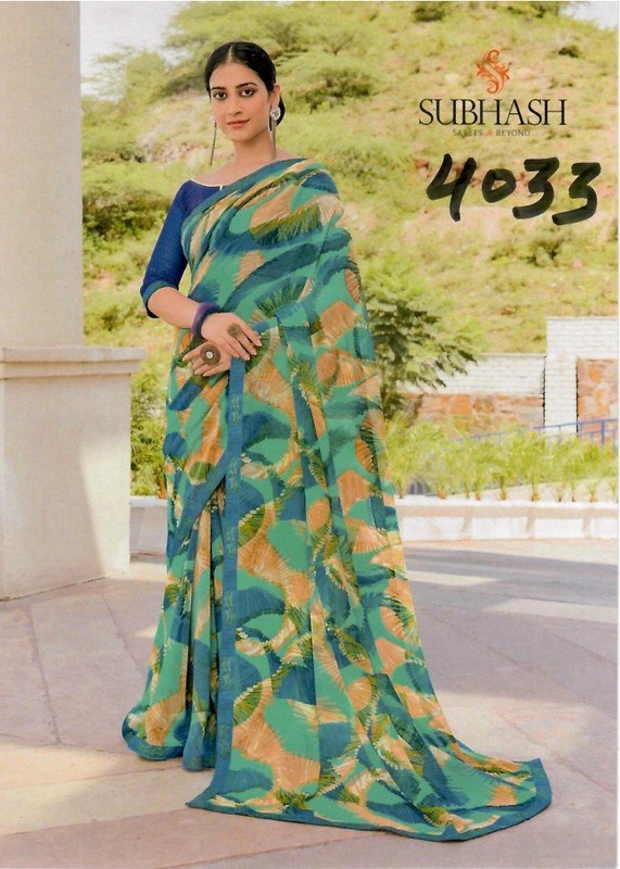 Subhash Dream Girl Sb-4033 Green Georgette Saree