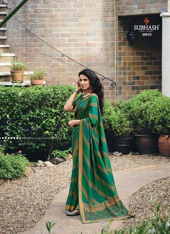 Subhash Ekaa-2 Sb-26675 Green Soft Cotton Silk Saree