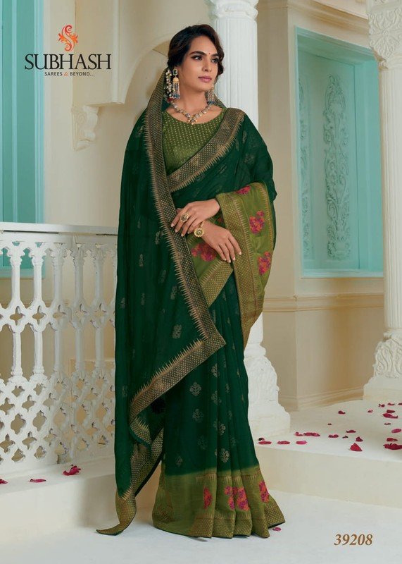 Subhash Festival Sb-39208 Green Chiffon Saree