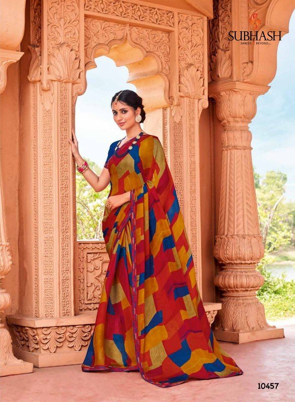 Subhash Gauri-4 Sb-10457 Multicolor Silk Chiffon Saree