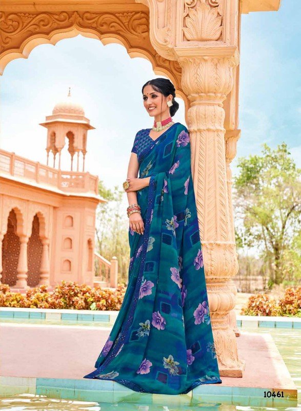 Subhash Gauri-4 Sb-10461 Blue Georgette Saree