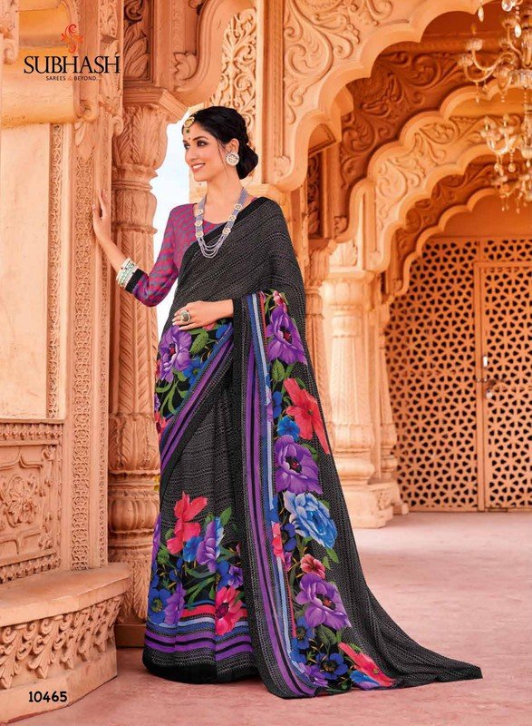 Subhash Gauri-4 Sb-10465 Multicolor Silk Chiffon Saree