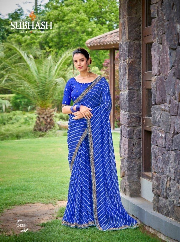 Subhash Gaurika Sb-24290 Blue Organza Saree